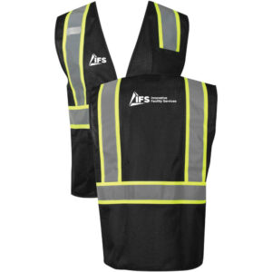 IFS Black Mesh Safety Vest - Double Stripe - (Front & Back)