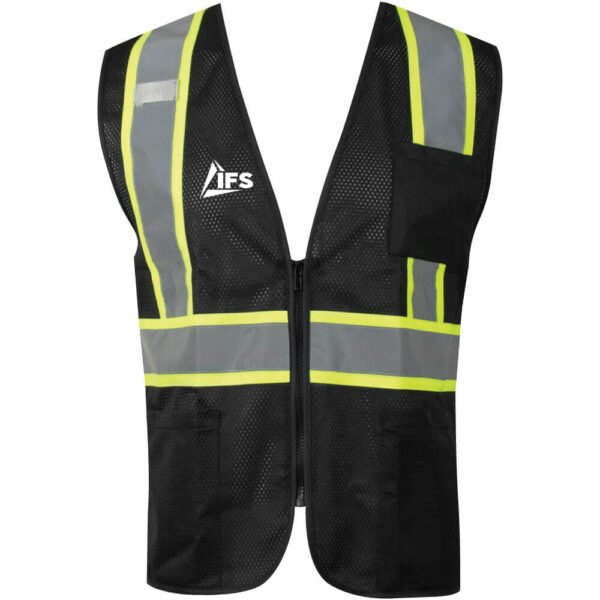 IFS Black Mesh Safety Vest - Double Stripe - Material Handler - (Front & Back) - Image 2