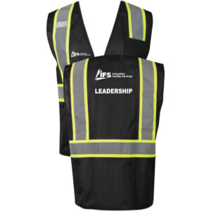 IFS Black Mesh Safety Vest - Double Stripe - Leadership - (Front & Back)
