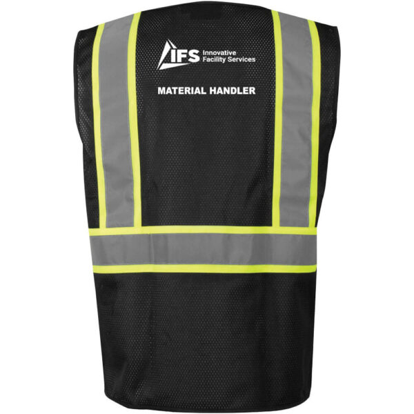 IFS Black Mesh Safety Vest - Double Stripe - Material Handler - (Front & Back) - Image 3