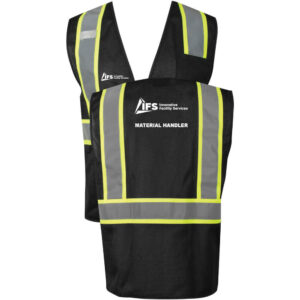 IFS Black Mesh Safety Vest - Double Stripe - Material Handler - (Front & Back)