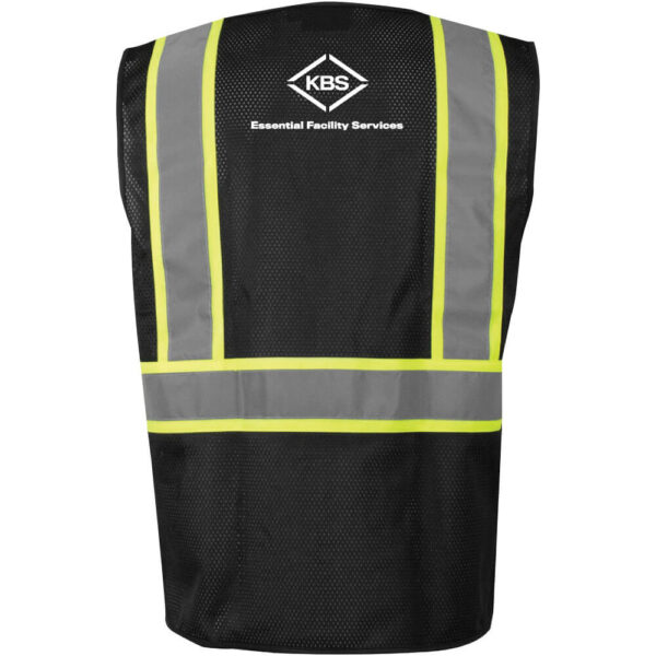 KBS Black Mesh Safety Vest - Double Stripe - (Front & Back) - Image 3