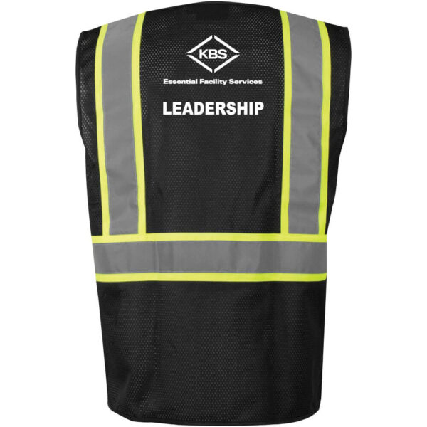 KBS Black Mesh Safety Vest - Double Stripe - Leadership - (Front & Back) - Image 3