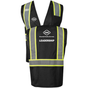 KBS Black Mesh Safety Vest - Double Stripe - Leadership - (Front & Back)