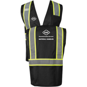 KBS Black Mesh Safety Vest - Double Stripe - Material Handler - (Front & Back)