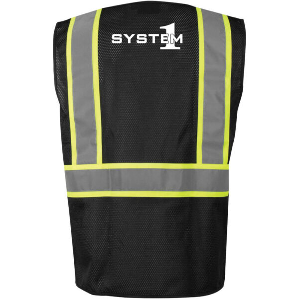 System1 Black Mesh Safety Vest - Double Stripe - (Front & Back) - Image 3