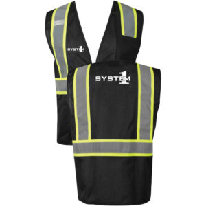 System1 Black Mesh Safety Vest - Double Stripe - (Front & Back)