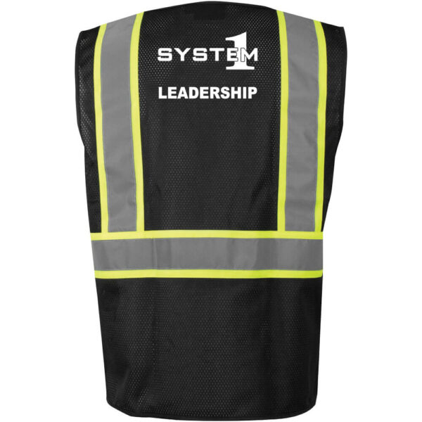 System1 Black Mesh Safety Vest - Double Stripe - Leadership - (Front & Back) - Image 3