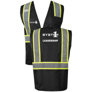 System1 Black Mesh Safety Vest - Double Stripe - Leadership - (Front & Back)