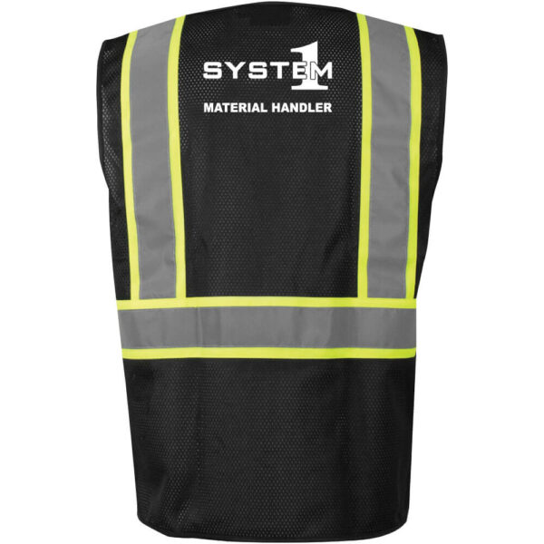 System1 Black Mesh Safety Vest - Double Stripe - Material Handler - (Front & Back) - Image 3