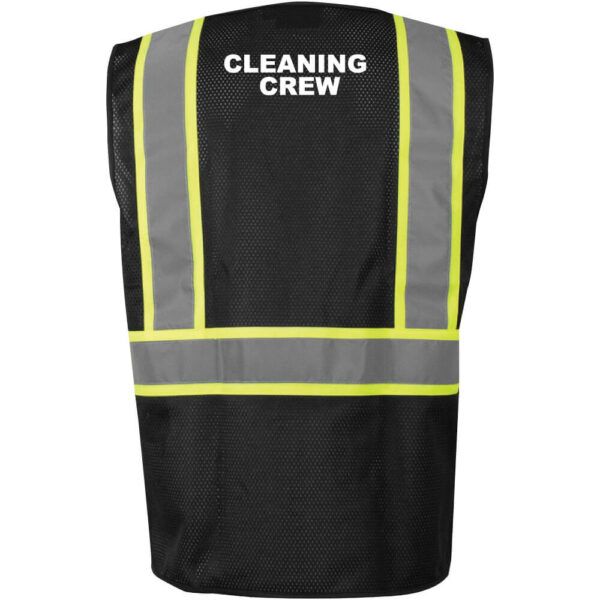 Cleaning Crew Black Mesh Safety Vest - Double Stripe - (Front & Back) - Image 3