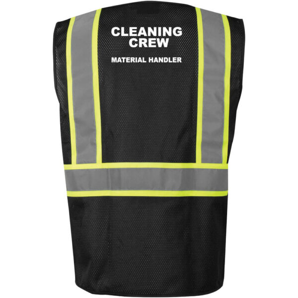 Cleaning Crew Black Mesh Safety Vest - Double Stripe - Material Handler - (Front & Back) - Image 3